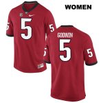 Women's Georgia Bulldogs NCAA #5 Terry Godwin Nike Stitched Red Authentic College Football Jersey HOD1554WJ
